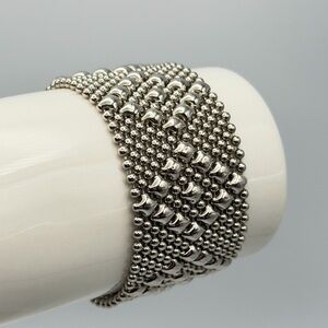 Sergio Gutierrez Liquid Metal Silver Tone Wide Bracelet 7” | Authentic SG